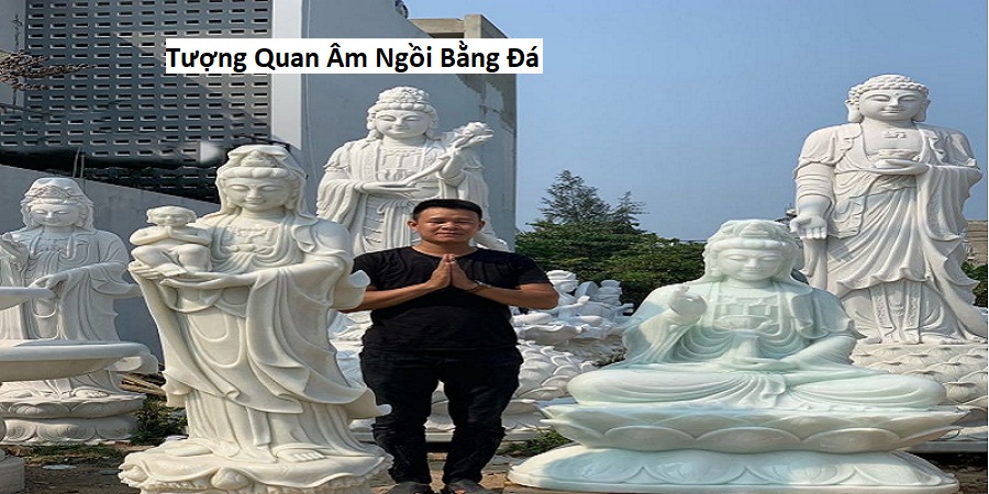 Tượng Quan Âm Ngồi Bằng Đá